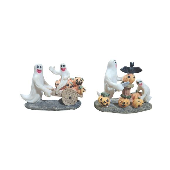 Hand Painted Lighted Ghoulville House Halloween Village Porcelain Figurines - Picture 4 of 10
